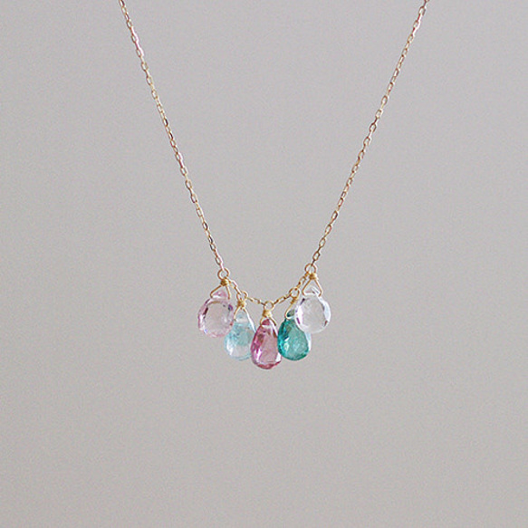 tsubu : Pink & Green Tourmaline（necklace） 1枚目の画像