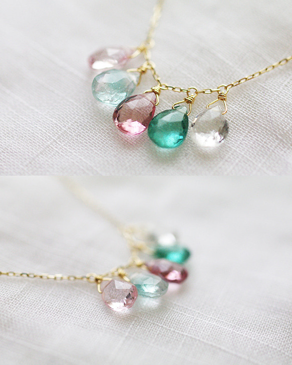 tsubu : Pink & Green Tourmaline（necklace） 2枚目の画像