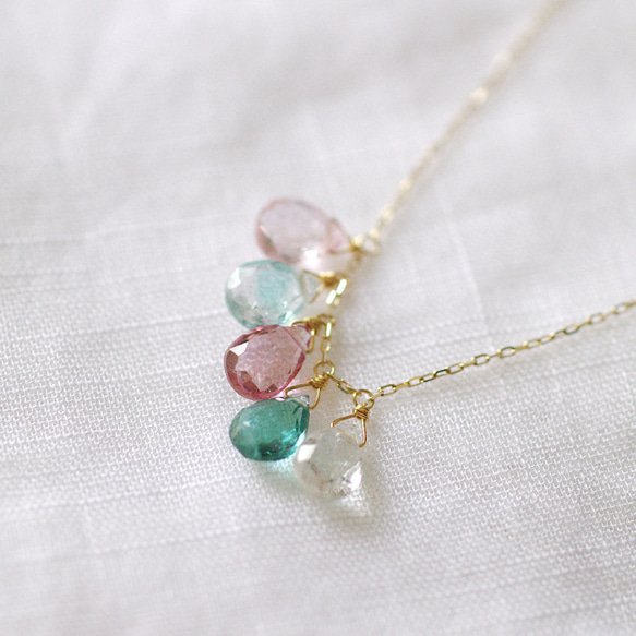 tsubu : Pink & Green Tourmaline（necklace） 5枚目の画像