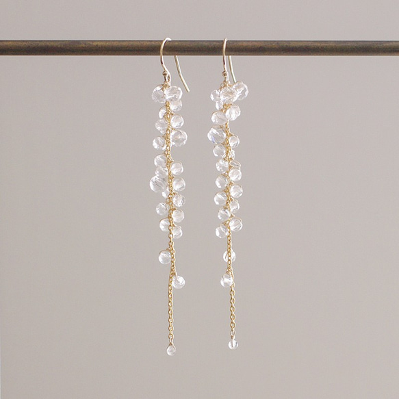 yamabudo : Crystal / 果房（earring） 水晶の山葡萄の耳飾り 2枚目の画像