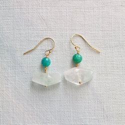 green Phantom, Amazonite（earring） グリーンファントムクォーツとロシアンアマゾナイト 1枚目の画像