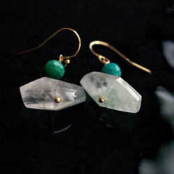 green Phantom, Amazonite（earring） グリーンファントムクォーツとロシアンアマゾナイト 2枚目の画像