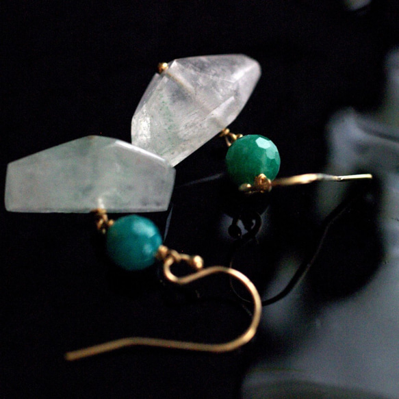 green Phantom, Amazonite（earring） グリーンファントムクォーツとロシアンアマゾナイト 4枚目の画像