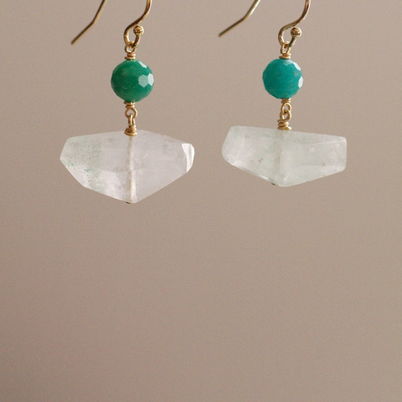 green Phantom, Amazonite（earring） グリーンファントムクォーツとロシアンアマゾナイト 5枚目の画像