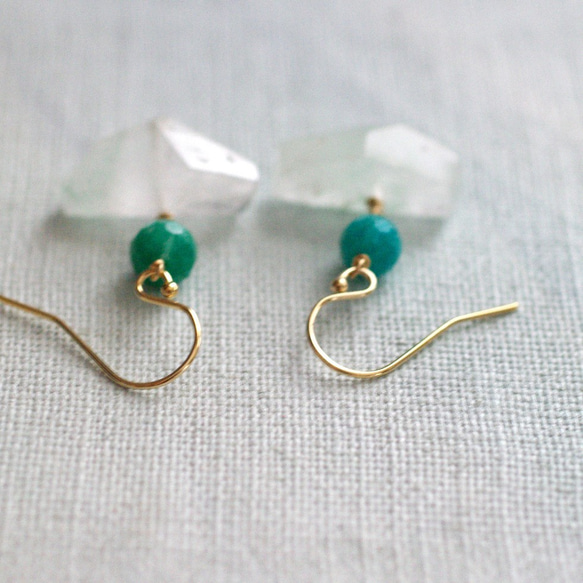 green Phantom, Amazonite（earring） グリーンファントムクォーツとロシアンアマゾナイト 8枚目の画像