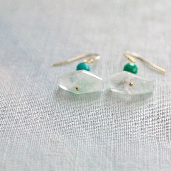 green Phantom, Amazonite（earring） グリーンファントムクォーツとロシアンアマゾナイト 9枚目の画像