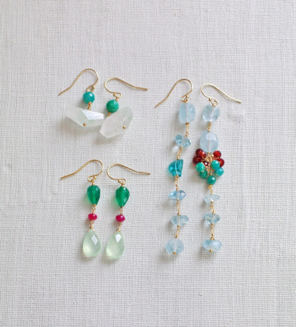 green Phantom, Amazonite（earring） グリーンファントムクォーツとロシアンアマゾナイト 10枚目の画像