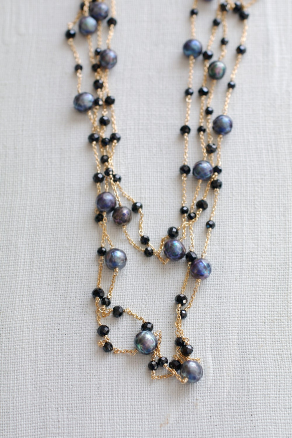 Graypearl & Blackspinel Rope（necklace） 第6張的照片