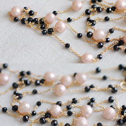 Pinkpearl & Blackspinel Rope（necklace）ピンクパールとスピネルのロングネックレス 2枚目の画像