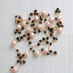 Pinkpearl & Blackspinel Rope（necklace） 第4張的照片