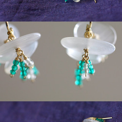 hana : Moonstone , GreenTopaz（earring）ムーンストーンとグリーントパーズの花 4枚目の画像