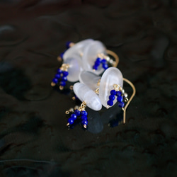 hana : BlueMoonstone , LapisLazuli（earring）ムーンストーンとラピスラズリの花 2枚目の画像