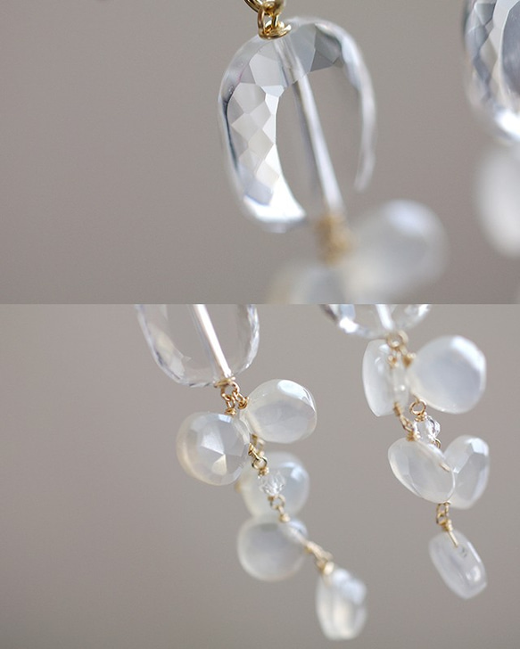 富薩：WhiteChalcedony，水晶（耳環），水晶和玉髓耳環 第2張的照片