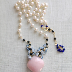 PinkOpal , BlueOpal & Pearl（necklace） ピンクオパールとブルーオパール、パール 4枚目の画像