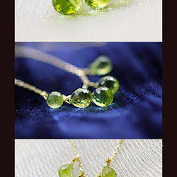 tsubu : Peridot5（necklace）鮮やかな黄緑色のペリドットの粒と10金のネックレス 3枚目の画像