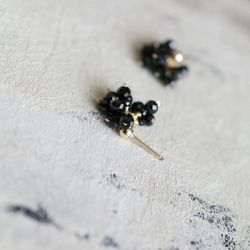 BlackSpinel /小花朵（耳環）黑色尖晶石耳環，看起來像小花朵，可以快速綻放 第2張的照片