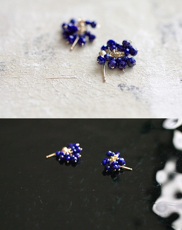 LapisLazuli / 小さな花（earring） ぱっと咲く小さな花のようなラピスラズリの耳飾り 3枚目の画像