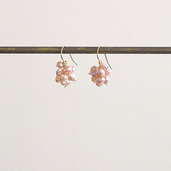 fusa : PinkPearl（earring） ピンク色のパールを玉房にした耳飾り 1枚目の画像