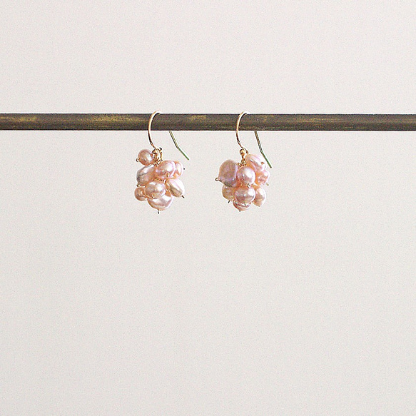 fusa：PinkPearl（耳環）粉紅色珍珠製成的耳環 第1張的照片