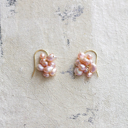 fusa : PinkPearl（earring） ピンク色のパールを玉房にした耳飾り 7枚目の画像