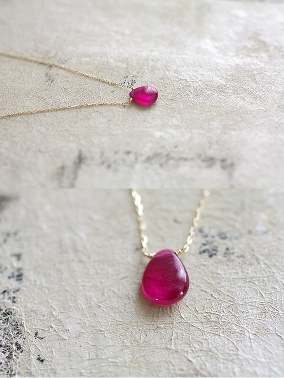 namida : Ruby flat-s3（necklace）フラットなルビーのネックレス 2枚目の画像