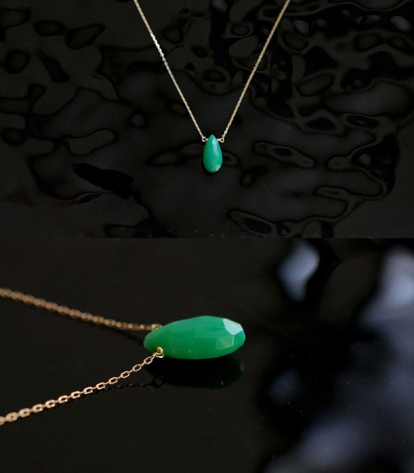 ご予約品　Chrysoprase（necklace）クリソプレーズのネックレスとピアス 2枚目の画像