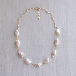 Pearl keshi（necklace） 長芥子パールのチョーカーネックレス 1枚目の画像