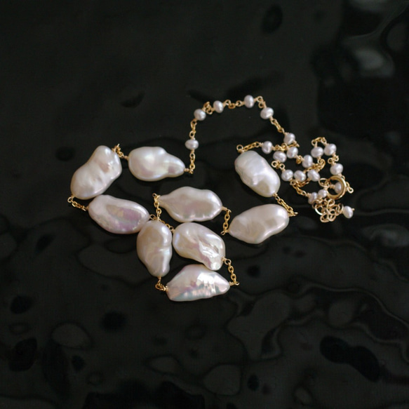 Pearl keshi（necklace） 長芥子パールのチョーカーネックレス 2枚目の画像