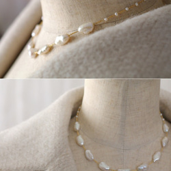 Pearl keshi（necklace） 長芥子パールのチョーカーネックレス 5枚目の画像