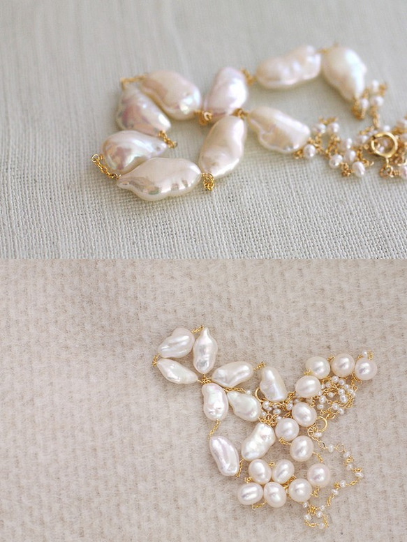 Pearl keshi（necklace） 長芥子パールのチョーカーネックレス 6枚目の画像