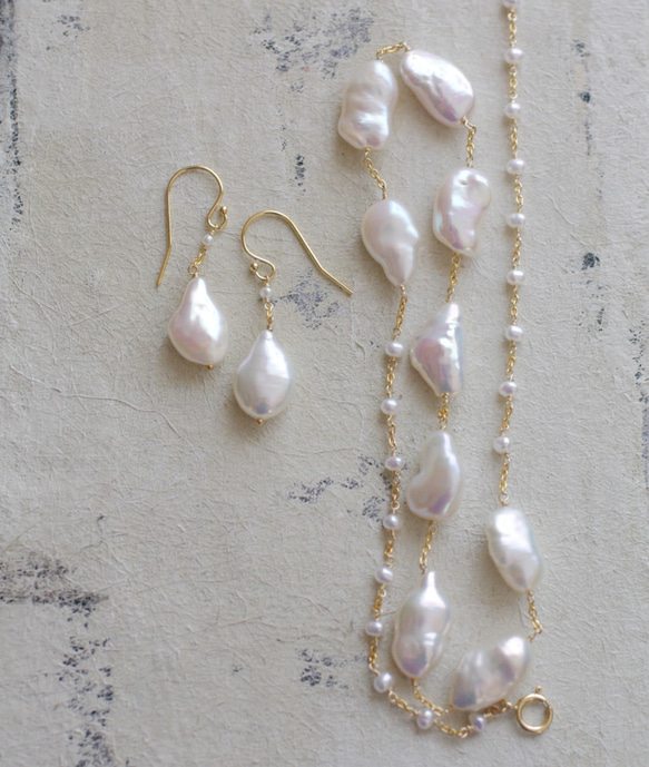 Pearl keshi（necklace） 長芥子パールのチョーカーネックレス 7枚目の画像