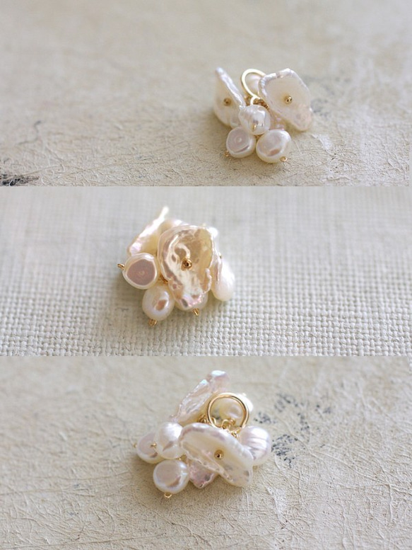 fusa : hira & keshi Pearl（charms） 花びらと芥子パールの玉房のチャーム 2枚目の画像