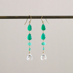 Spring Green : Onyx , Crystal（earring） グリーンオニキス、クリスタル 4枚目の画像