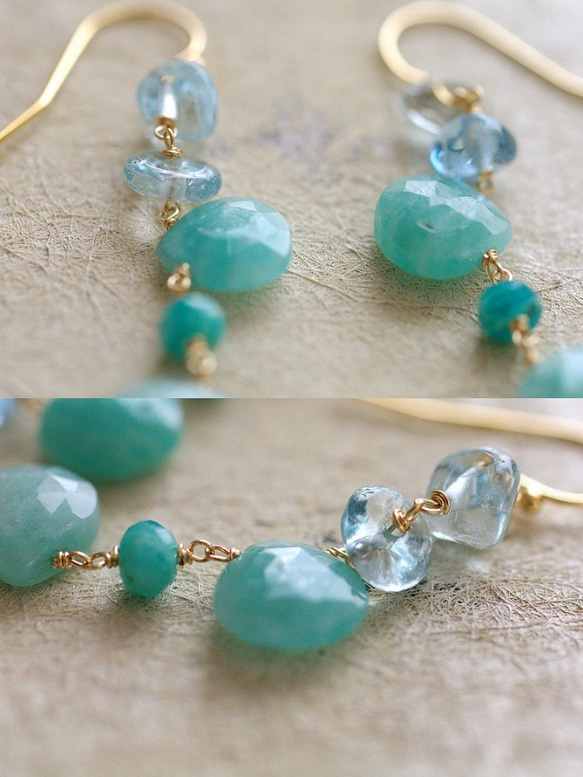 Spring Green : Amazonaisite（earring） 淡い緑色の耳飾り 2枚目の画像