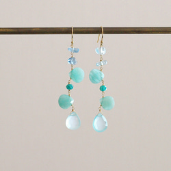 Spring Green : Amazonaisite（earring） 淡い緑色の耳飾り 4枚目の画像