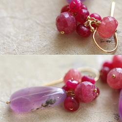 fusa : Ruby & Chalcedony（earring） 紫と赤の耳飾り 2枚目の画像