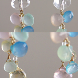 fusa : Pastel & Crystal（earring） クリスタルとパステルカルセドニーの耳飾り 4枚目の画像