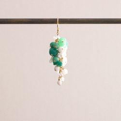 fusa : green Bouquet / 花 中房（earring） 片耳タイプ 3枚目の画像