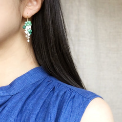 fusa : green Bouquet / 花 中房（earring） 片耳タイプ 4枚目の画像