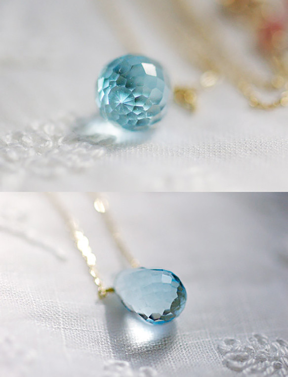 namida : Sky Blue Topaz / gold（necklace） 第3張的照片