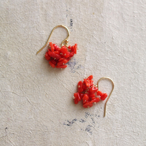 fusa：紅珊瑚（耳環）撒丁島天然紅珊瑚耳環 第5張的照片