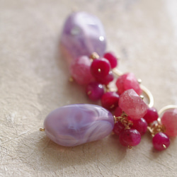 fusa：Ruby＆Chalcedony（耳環）-2紫色和紅色耳環 第4張的照片