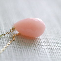 namida : pink Opal（necklace） ピンクオパールと繊細な10金チェーンのネックレス 6枚目の画像