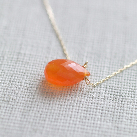 namida : Carnelian（necklace） カーネリアンと繊細な10金チェーンのネックレス 5枚目の画像