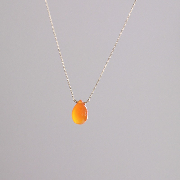 namida : Carnelian（necklace） カーネリアンと繊細な10金チェーンのネックレス 8枚目の画像