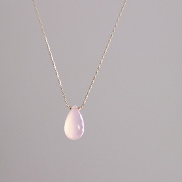 namida : pink Chalcedony（necklace） ピンクカルセドニー 2枚目の画像