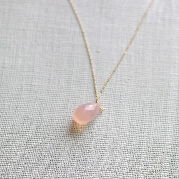 namida : pink Chalcedony（necklace） ピンクカルセドニー 6枚目の画像