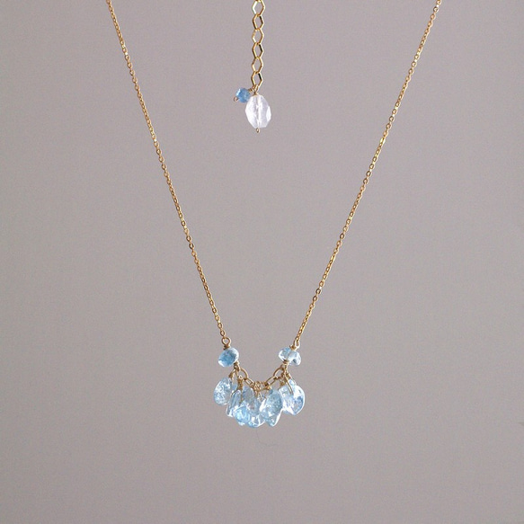 Aquamarine（necklace） アクアマリンの水滴をつないだようなネックレス 6枚目の画像