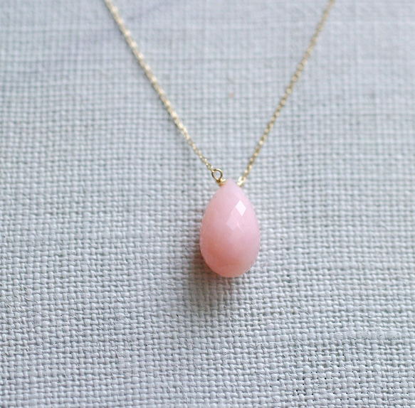 namida : pink Opal -m（necklace） ピンクオパールのネックレス（m） 1枚目の画像