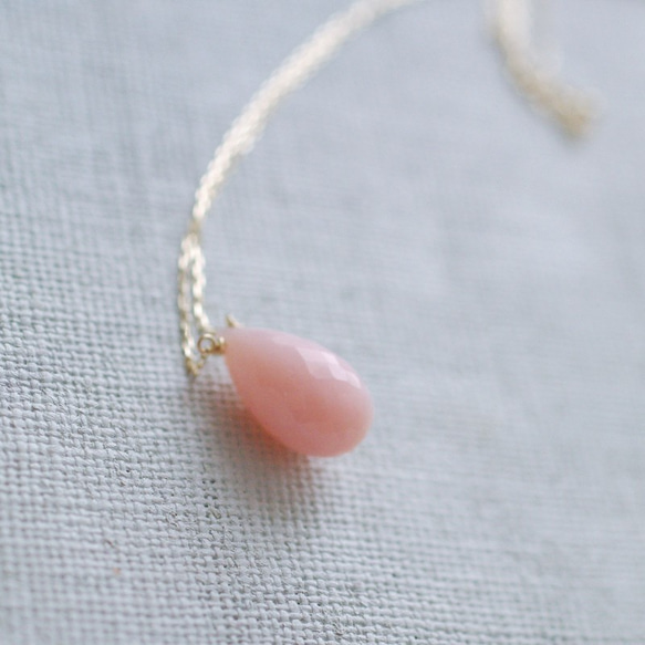 namida : pink Opal -m（necklace） ピンクオパールのネックレス（m） 2枚目の画像